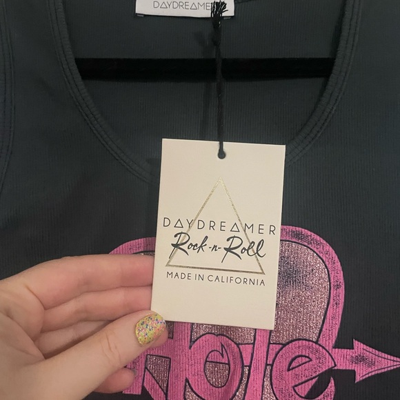 🎸 Daydreamer LA hole miss world cropped tank top new nwt XL glitter heart pink - Picture 7 of 10